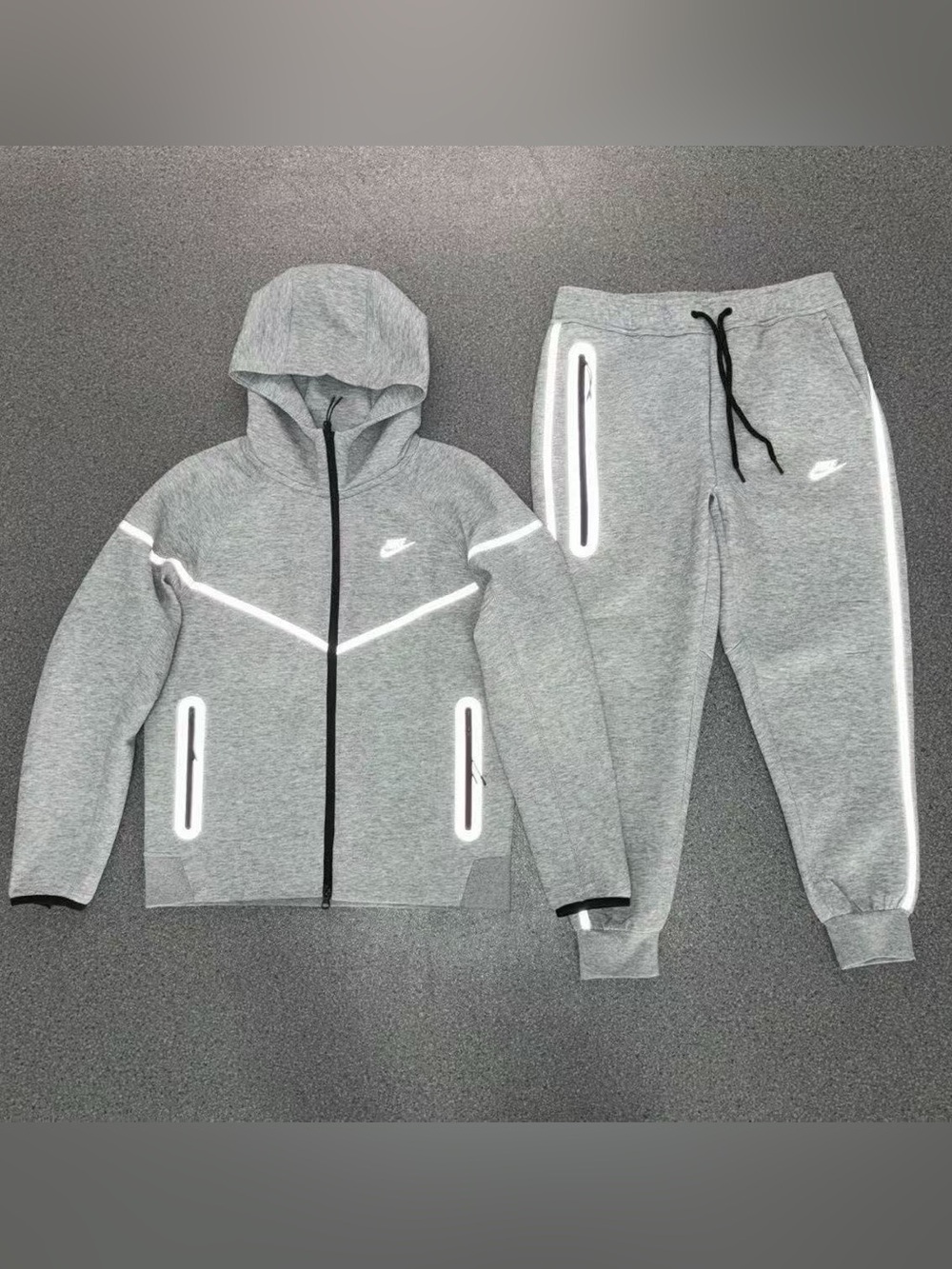 Nike Grey Reflective Tech Fleece Hoodie & Joggers Set